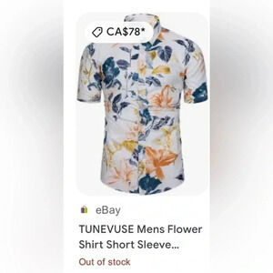 TUNEVUSE floral cotton short sleeve summer  shirt,hawaiien vibe,resortwear NEW!